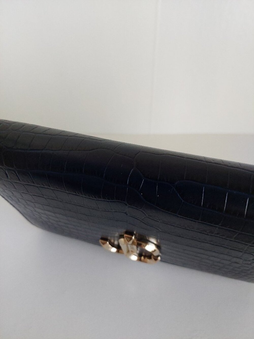 Jimmy Choo Varenne Navy Blue Croc Clutch Bag - Picture 9 of 17